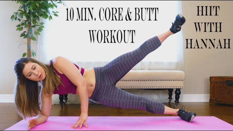 10 Minute HIIT Workout for Abs & Butt ♥ At Home Fitness, No Equipment, HIIT with Hannah