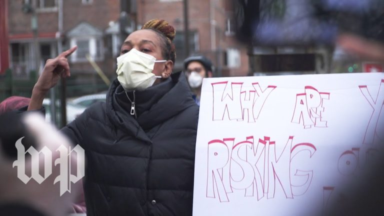 New York health-care workers rally for protective gear